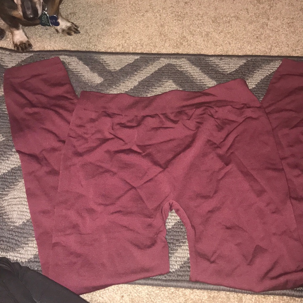 Polyester & spandex burgundy leggings